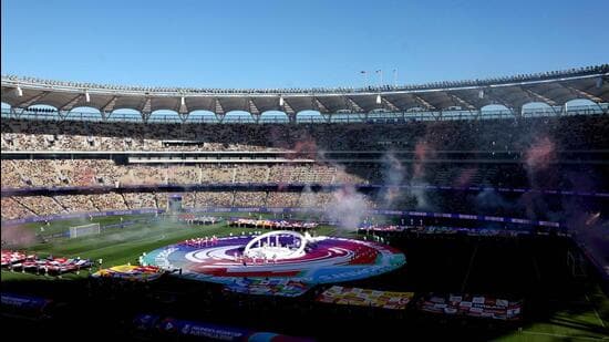 Artists perform during the opening ceremony of the AFC Women’s Asian Cup in Perth. (AFP)