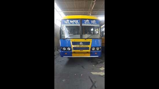 Bikramjeet Singh Shergill, managing director, PRTC, said only the new buses would carry the revised colour scheme. (HT)