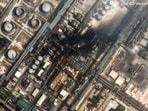 A verified satellite image provided by Vantor shows damage after a drone attack at Ras Tanura oil refinery, in Saudi Arabia during the US-Iran conflict