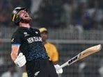 SA vs NZ T20 World Cup 2026 LIVE Score: Finn Allen reacts after hitting the winning runs for New Zealand in Kolkata.
