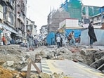 View of under construction Keshavji Naik road at Bhat Bazaar Masjid Bunder, Mumbai, India. Mar 04,2026. (Photo by Raju Shinde/HT Photo) (Raju Shinde)