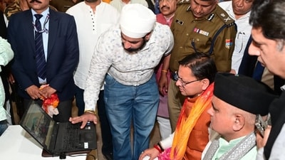 Pushkar Singh Dhami inspects preparations at Bairagi Camp in Haridwar ahead of Union Home Minister Amit Shah’s proposed visit on March 7. Pushkar Singh Dhami inspects preparations at Bairagi Camp in Haridwar ahead of Union Home Minister Amit Shah’s proposed visit on March 7.