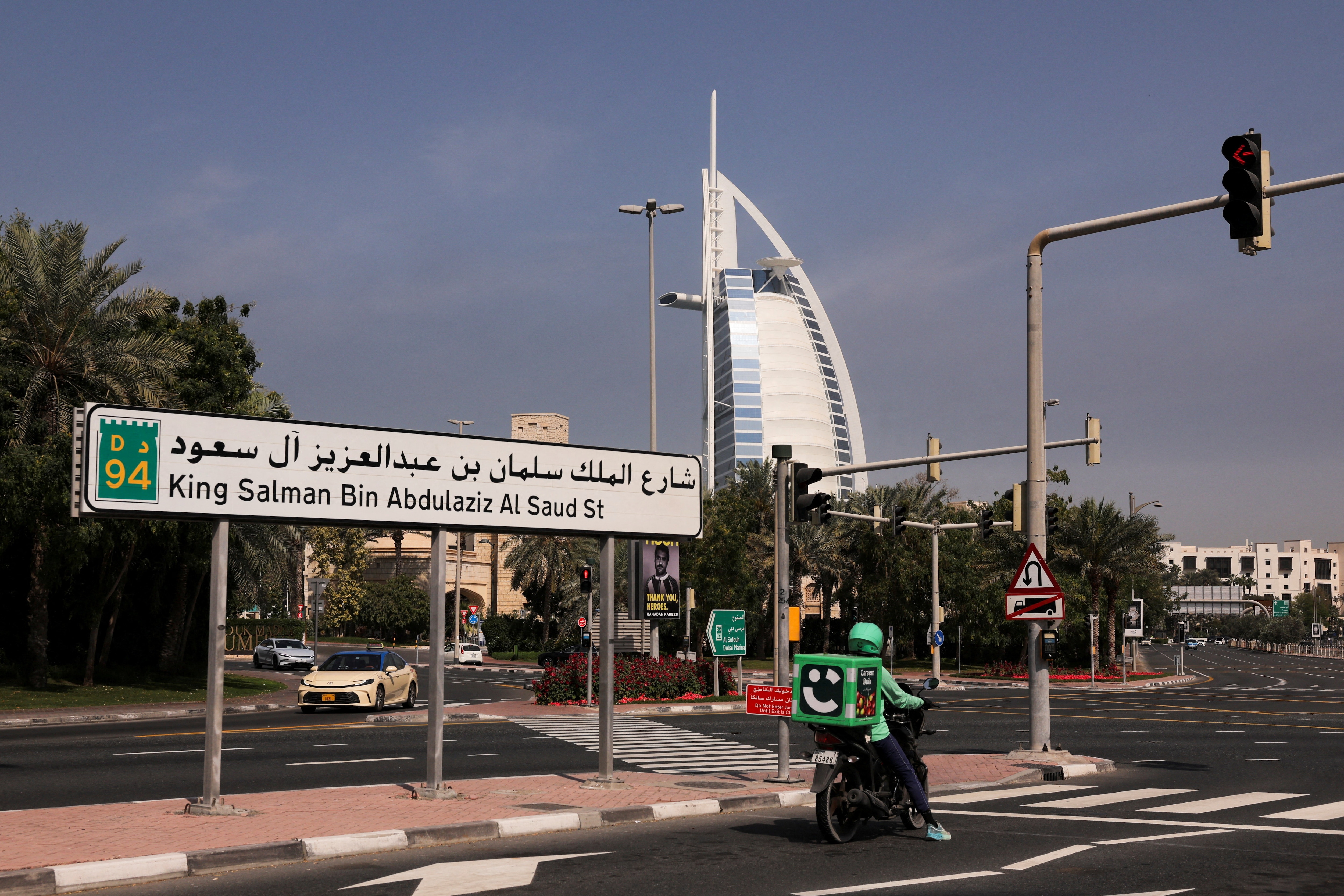 Burj Al Arab stands, after an Iranian attack, following United States and Israel strikes on Iran, in Dubai (REUTERS)