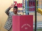 Former Prime Minister and Prime Ministerial Candidate of the Communist Party of Nepal (CPN-UML), KP Sharma Oli, casts his vote for Nepal's General Elections 2026 at a polling station, in Bhaktapur on Thursday. 