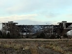 A photograph shows a heavily damaged building at Tehran's Azadi Sport Complex following a strike, on March 5.