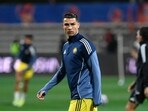 Al Nassr's Cristiano Ronaldo during a warm up session.