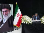 Foreign secretary Vikram Misri signs the condolence book at the the Embassy of Iran, after the recent killing of Iranian Supreme Leader Ayatollah Ali Khamenei, in New Delhi, India.
