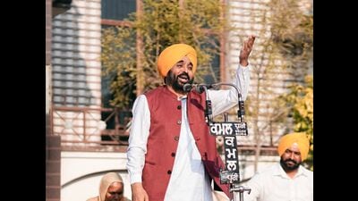 CM Bhagwant Mann addressing a gathering during a lok milni in Bhular Heri village of Sangrur. CM Bhagwant Mann addressing a gathering during a lok milni in Bhular Heri village of Sangrur.