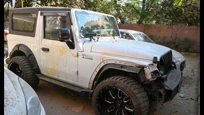 The Thar involved in the accident. (Parveen Kumar/HT)