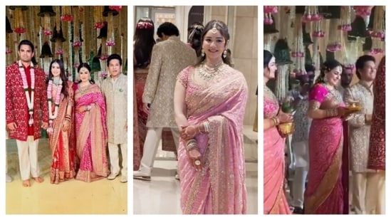 Arjun Tendulkar, married his longtime partner Saaniya Chandhok on March 5 in Mumbai. Here's what the Tendulkars wore to the wedding. (Instagram/ we_missyou_sachin, viralbhayani and sureshraina3)