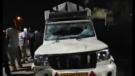 Picture of the vehicle that was used to mow down the victims in Sahnewal. (HT Photo)