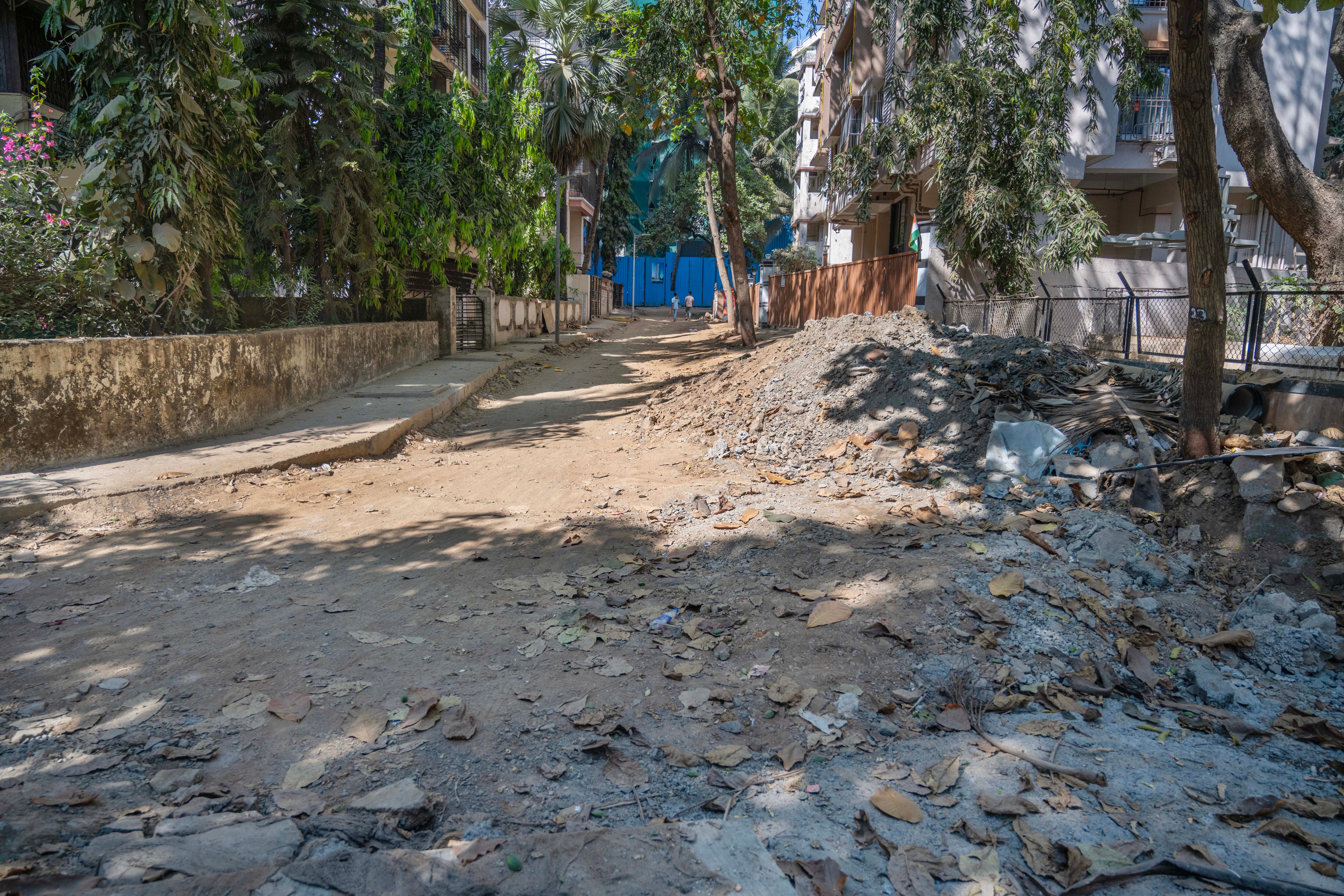 An under construction road at IC Colony, Borivali west in Mumbai. (Satish Bate/Hindustan Times) An under construction road at IC Colony, Borivali west in Mumbai. (Satish Bate/Hindustan Times)