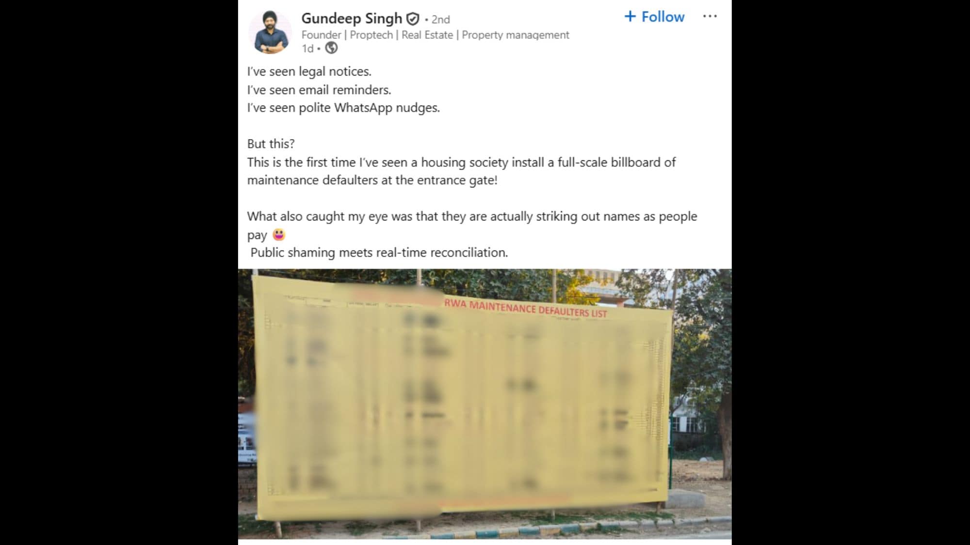 Picture of the billboard shared by a Mumbai founder. (LinkedIn/Gundeep Singh) Picture of the billboard shared by a Mumbai founder. (LinkedIn/Gundeep Singh)