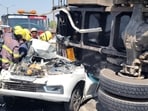 Container rams vehicles near Navale Bridge, 3 injured
