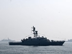 Iranian warship IRIS Dena is seen in the Bay of Bengal during International Fleet Review held at Visakhapatnam on February 18. 