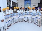 Acting Akal Takht jathedar Giani Kuldeep Singh Gargaj and SGPC president Harjinder Singh Dhami released the calendar of Nanakshahi Samvat 558 (year 2026-27) in Amritsar on Friday. (HT Photo) Acting Akal Takht jathedar Giani Kuldeep Singh Gargaj and SGPC president Harjinder Singh Dhami released the calendar of Nanakshahi Samvat 558 (year 2026-27) in Amritsar on Friday. (HT Photo)