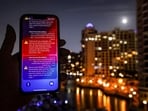 An alert issued by the UAE Ministry of Interior warning residents of Dubai and Abu Dhabi of a potential Iranian missile strike is displayed on a mobile phone shortly before a missile was intercepted in Dubai on March 5.