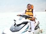 Uttarakhand chief minister Pushkar Singh Dhami during the inauguration of the Tehri Lake Festival in Tehri on Friday.