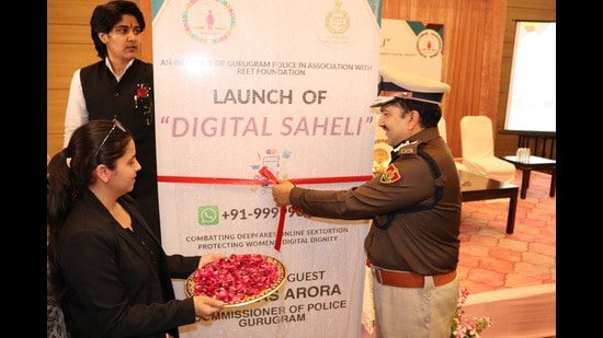 The helpline was launched at an event in the city by Gurugram police commissioner Vikar Kumar Arora, who said that an eight-member team with expertise in cybercrime will oversee the complaints. (HR)