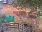 New Delhi, India - Feb. 22, 2026: A view of foot over bridge construction site at Rajputana Rifles Regiment centre Delhi Cantonment in New Delhi, India, on Sunday, February 22, 2026. (Photo by Vipin Kumar/ Hindustan Times) New Delhi, India - Feb. 22, 2026: A view of foot over bridge construction site at Rajputana Rifles Regiment centre Delhi Cantonment in New Delhi, India, on Sunday, February 22, 2026. (Photo by Vipin Kumar/ Hindustan Times)