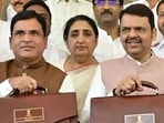 CM Devendra Fadnavis, Dy CM Sunetra Pawar and state finance minister Ashish Jaiswal during the budget session at Vidhan Bhavan on Friday (Anshuman Poyrekar/HT Photo)
