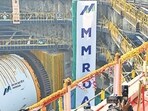 Mumbai, India. Dec 03, 2025 - The first Tunnel Boring Machine (TBM) for the Orange Gate to Marine Drive tunnel road project was launched in the presence of Chief Minister Devendra Fadnavis and Deputy Chief Minister Eknath Shinde at the front area, Princes Dock in Mumbai, India. Dec 03, 2025. (Photo by Raju Shinde/HT Photo) (Raju Shinde)