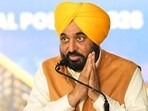 Punjab chief minister Bhagwant Mann at the launch of the Industrial and Business Development Policy, 2026, in Ludhiana on Saturday. (HT Photo)