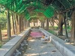 The garden’s famed water channels and fountains, once its highlight, are largely dried up and littered with plastic waste. (HT File)
