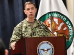 Admiral Charles Bradford "Brad" Cooper II, Commander of US Central Command, speaks during a joint press conference with US Secretary of Defense Pete Hegseth on March 5, 2026. (Photo by Octavio JONES / AFP)