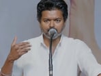 Vijay addressed hundreds of supporters at the event.
