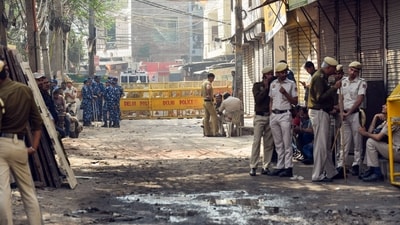 Security heightened following a sit-in protest by the deceased's father in Uttam Nagar, New Delhi, on Saturday. (Sumit/ANI Photo) Security heightened following a sit-in protest by the deceased's father in Uttam Nagar, New Delhi, on Saturday. (Sumit/ANI Photo)