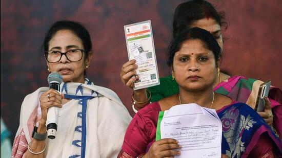 Banerjee’s dharna outside Kolkata’s Esplanade metro station to protest the alleged arbitrary deletion of several million people during the SIR of electoral rolls entered its second day on Saturday. (ANI)