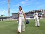 Pratika Rawal and Kranti Gaud during Day 3 of the Pink ball Test match between Australia women and India women in Perth. (BCCI)