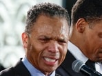Jesse Jackson Jr. speaks during a private memorial service for his father civil rights activist Reverend Jesse Jackson at the Rainbow PUSH Coalition headquarters on March 7.