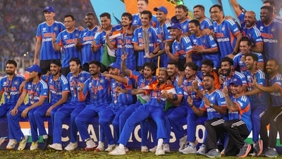 The team – and the team means not just the players, but the entirety of the support staff. A moment in the sun for Gautam Gambhir's coaching staff, as well as the dozens of men and women around the team who have been so crucial towards creating back-to-back champions. (PTI) The team – and the team means not just the players, but the entirety of the support staff. A moment in the sun for Gautam Gambhir's coaching staff, as well as the dozens of men and women around the team who have been so crucial towards creating back-to-back champions. (PTI)