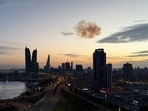 Smoke rises after an Iranian drone was intercepted over the Bahrain Financial Harbour towers, which houses the Israeli embassy, amid the US war with Iran.