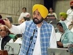 Punjab chief minister Bhagwant Mann speaking during the budget session in Chandigarh on Monday. (ANI) Punjab chief minister Bhagwant Mann speaking during the budget session in Chandigarh on Monday. (ANI)
