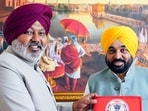 Punjab chief minister Bhagwant Mann with finance minister Harpal Singh Cheema before presenting the budget in assembly in Chandigarh on Sunday. (ANI) Punjab chief minister Bhagwant Mann with finance minister Harpal Singh Cheema before presenting the budget in assembly in Chandigarh on Sunday. (ANI)