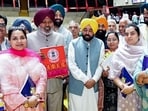 Punjab chief minister Bhagwant Mann with other ministers in Chandigarh on Sunday. (ANI)