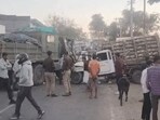 The accident site in Jhansi. (HT PHOTO)