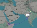 Flight-tracking portal shares trajectory of the Delhi-Manchester flight.
