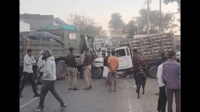 The accident site in Jhansi. (HT PHOTO)