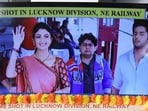 A board displaying the list of films shot at Lucknow NER stations. (HT PHOTO)