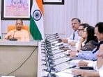 Chief minister Yogi Adityanath reviews ongoing and proposed infrastructure projects during a progress review meeting in Lucknow on Tuesday. (Sourced)