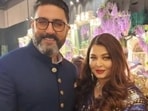 Abhishek Bachchan and Aishwarya Rai look effortlessly put together while attending a wedding function. Both matched each other in blue ethnic looks. (Instagram/ shalini.passi and orry) Abhishek Bachchan and Aishwarya Rai look effortlessly put together while attending a wedding function. Both matched each other in blue ethnic looks. (Instagram/ shalini.passi and orry)