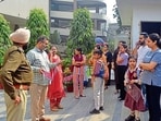 Police conducted checking at private schools and later claimed it was a hoax email. (Gurpreet Singh/HT)