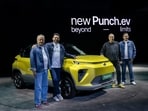 (From left) TPEM Chief Product Officer Anand Kulkarni, TPEM Chief Commercial Officer Vivek Srivatsa, Tata Motors PV CEO Shailesh Chandra and TPEM Chief Strategy Officer Balaje Rajan at the launch of the new Punch EV in Mumbai.