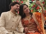 Kuldeep Yadav and Vanshika during the engagement in Lucknow on June 4 and with coach Kapil Pandey