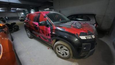 Bhati, who bought the SUV in January, said that when he asked around, people working near the Film City flyover told him three men on a scooter entered the parking at 2.27am. (HT Photo) Bhati, who bought the SUV in January, said that when he asked around, people working near the Film City flyover told him three men on a scooter entered the parking at 2.27am. (HT Photo)