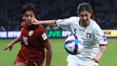 Taiwan's Su Sin-yun (R) and India's Manisha Kalyan fight for the ball during the AFC Women’s Asian Cup match. (AFP) Taiwan's Su Sin-yun (R) and India's Manisha Kalyan fight for the ball during the AFC Women’s Asian Cup match. (AFP)